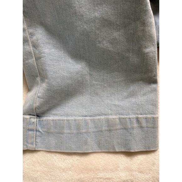 Avec Les Filles Womens Jumpsuit Denim Wide Leg Light Wash Belt Retro 70s Sz 29 - Picture 14 of 15